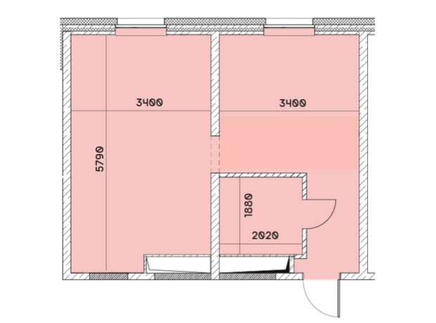 ЖК Smart: планировка 1-комнатной квартиры 37.3 м²