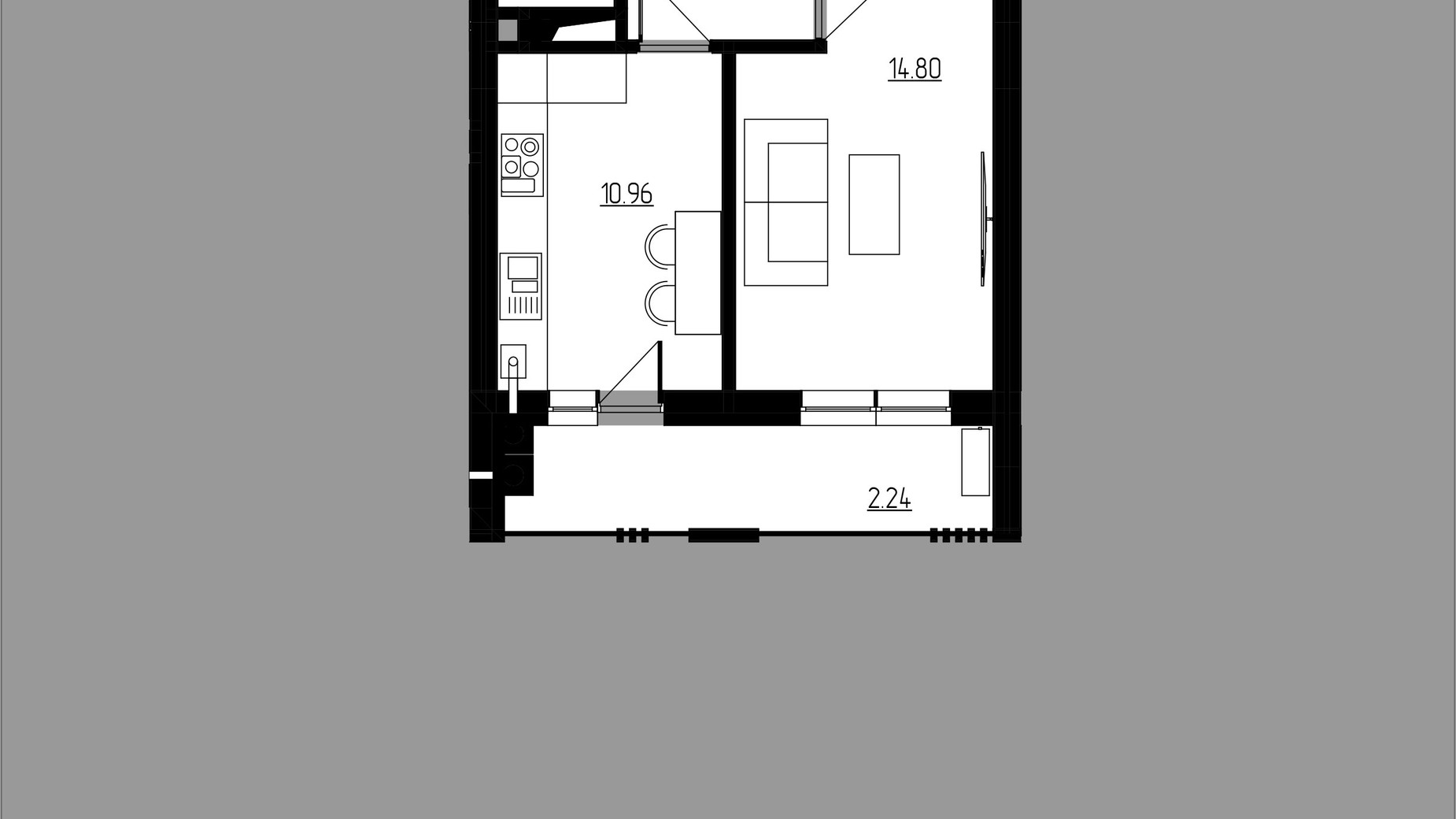 Планування 1-кімнатної квартири в ЖК City Lux 43.75 м², фото 496711