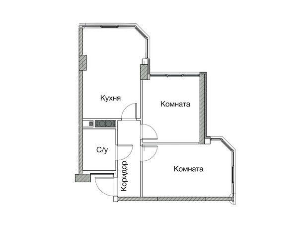 ЖК Новая Европа: планировка 2-комнатной квартиры 48 м²