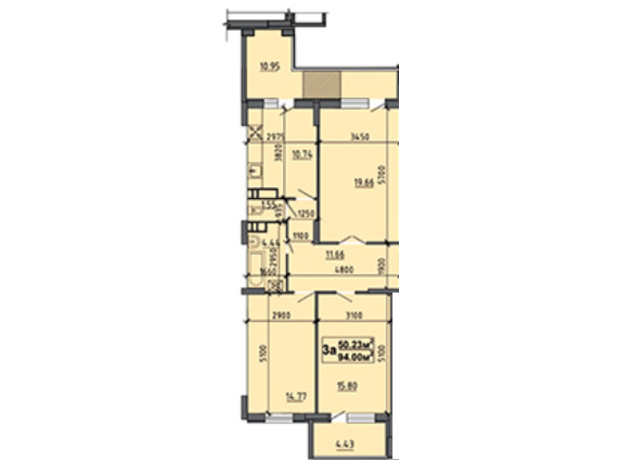 ЖК вул. Тараскова, 5: планування 3-кімнатної квартири 94 м²
