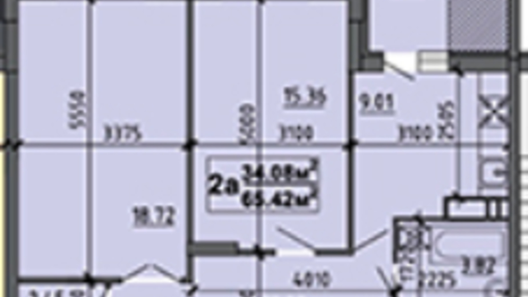 Планировка 2-комнатной квартиры в ЖК ул. Тараскова, 5 65.42 м², фото 497194