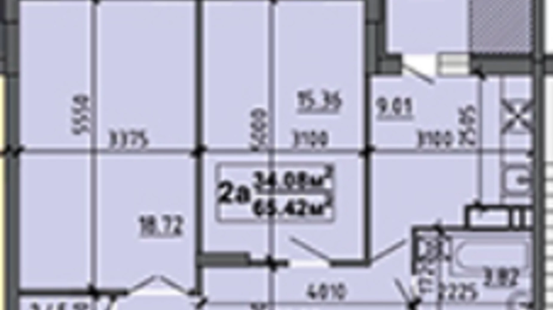Планировка 2-комнатной квартиры в ЖК ул. Тараскова, 11А, 11Б 67 м², фото 497194