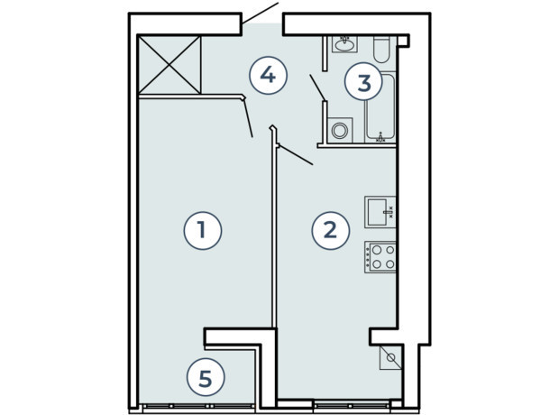 Клубный квартал Атмосфера: планировка 1-комнатной квартиры 47.95 м²