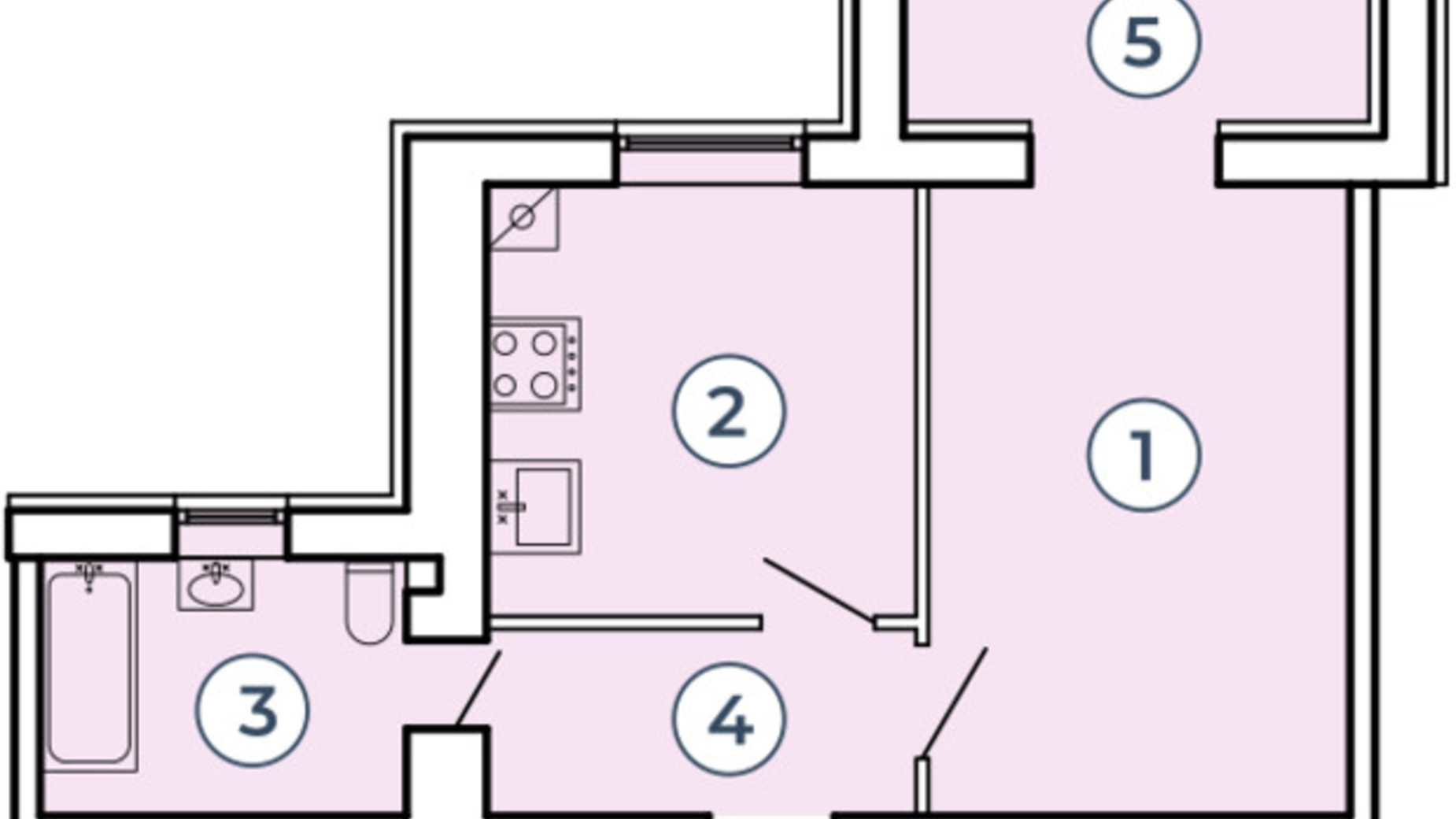 Планировка 1-комнатной квартиры в Клубный квартал Атмосфера 43.74 м², фото 497216