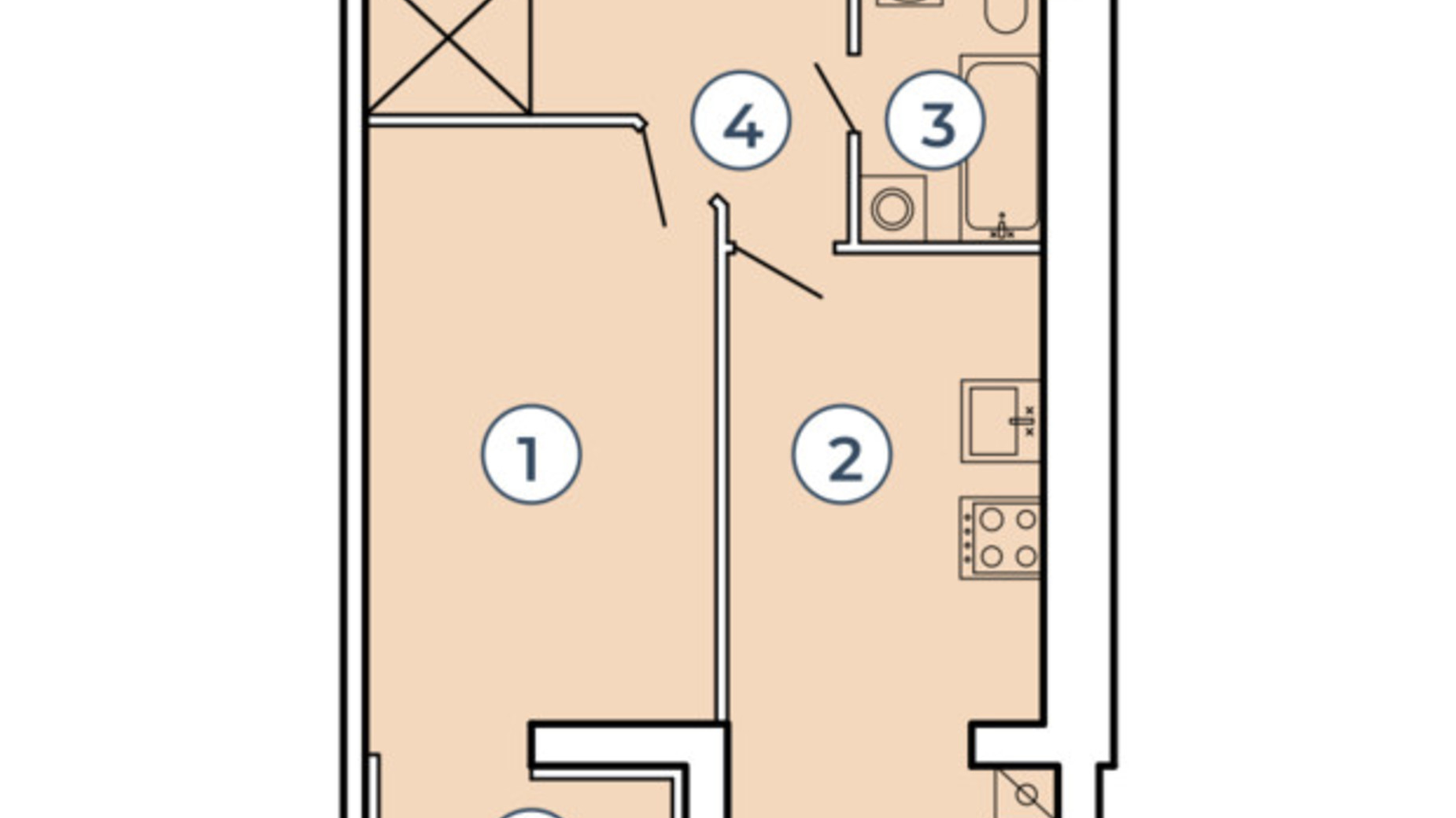 Планировка 1-комнатной квартиры в Клубный квартал Атмосфера 48.2 м², фото 497221