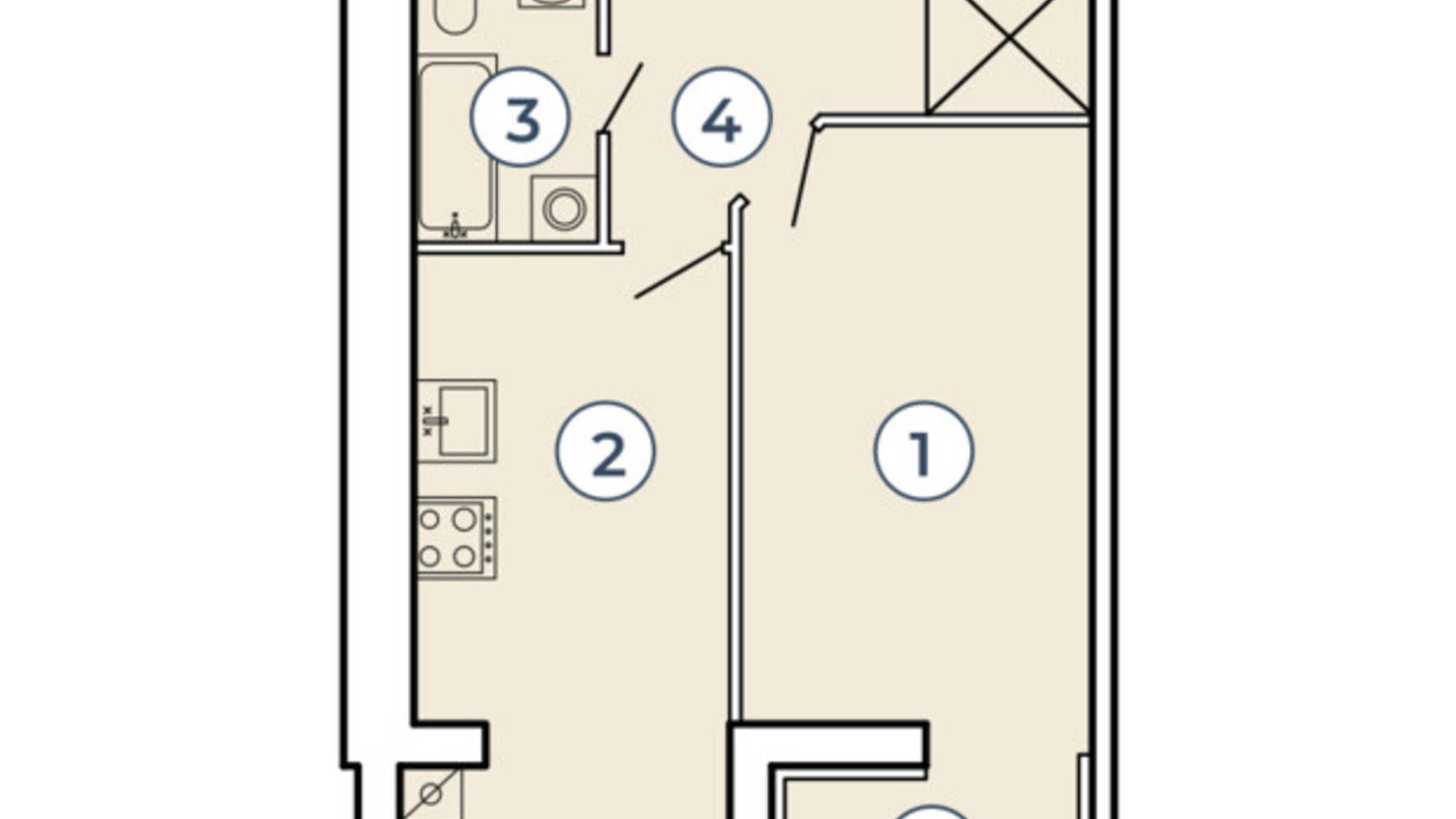 Планировка 1-комнатной квартиры в Клубный квартал Атмосфера 48.2 м², фото 497222