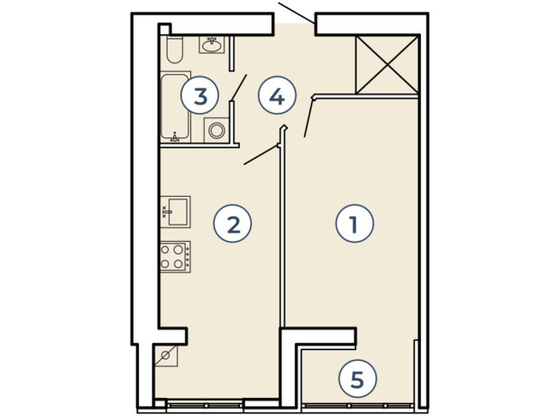 Клубный квартал Атмосфера: планировка 1-комнатной квартиры 48.2 м²