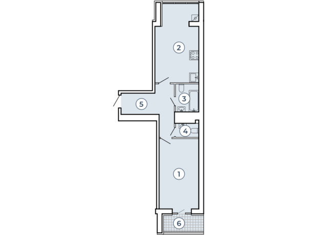 Клубный квартал Атмосфера: планировка 1-комнатной квартиры 56.32 м²