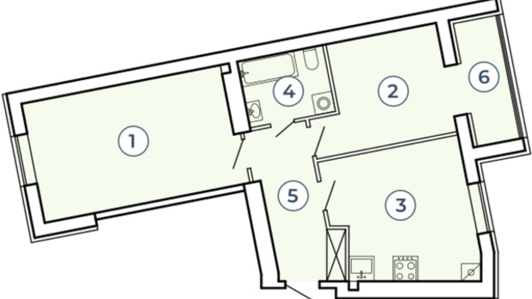 Планировка 2-комнатной квартиры в Клубный квартал Атмосфера 67.06 м², фото 497224