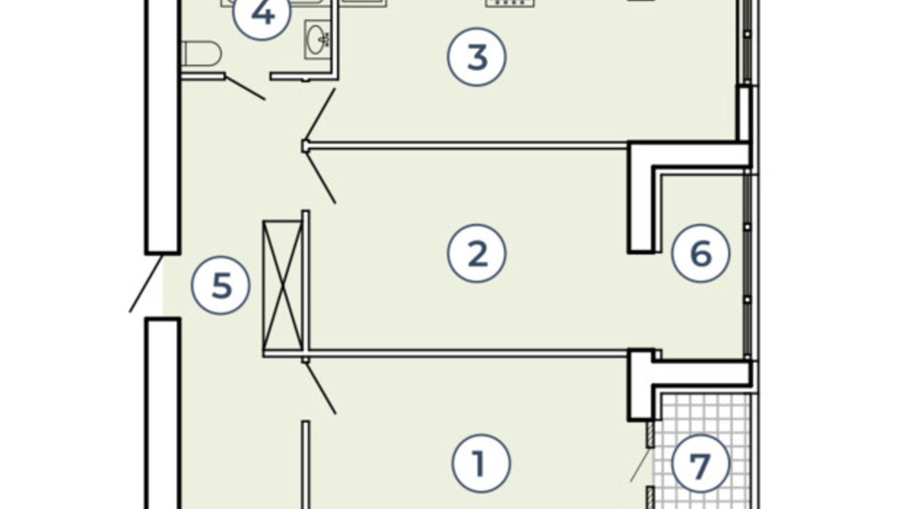 Планировка 2-комнатной квартиры в Клубный квартал Атмосфера 68.64 м², фото 497225