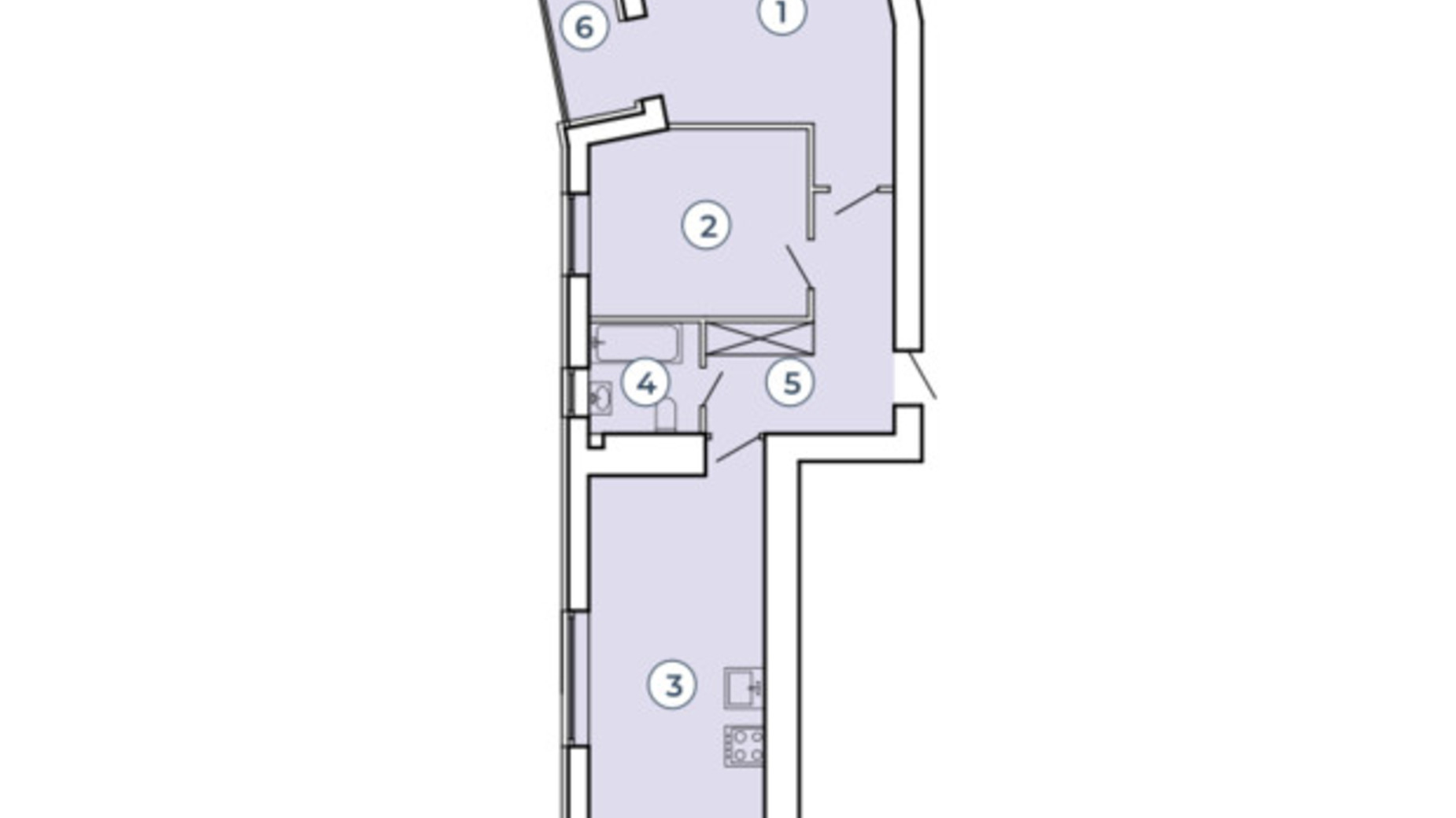 Планировка 2-комнатной квартиры в Клубный квартал Атмосфера 76.61 м², фото 497226
