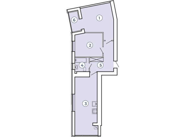 Клубний квартал Атмосфера: планування 2-кімнатної квартири 76.61 м²