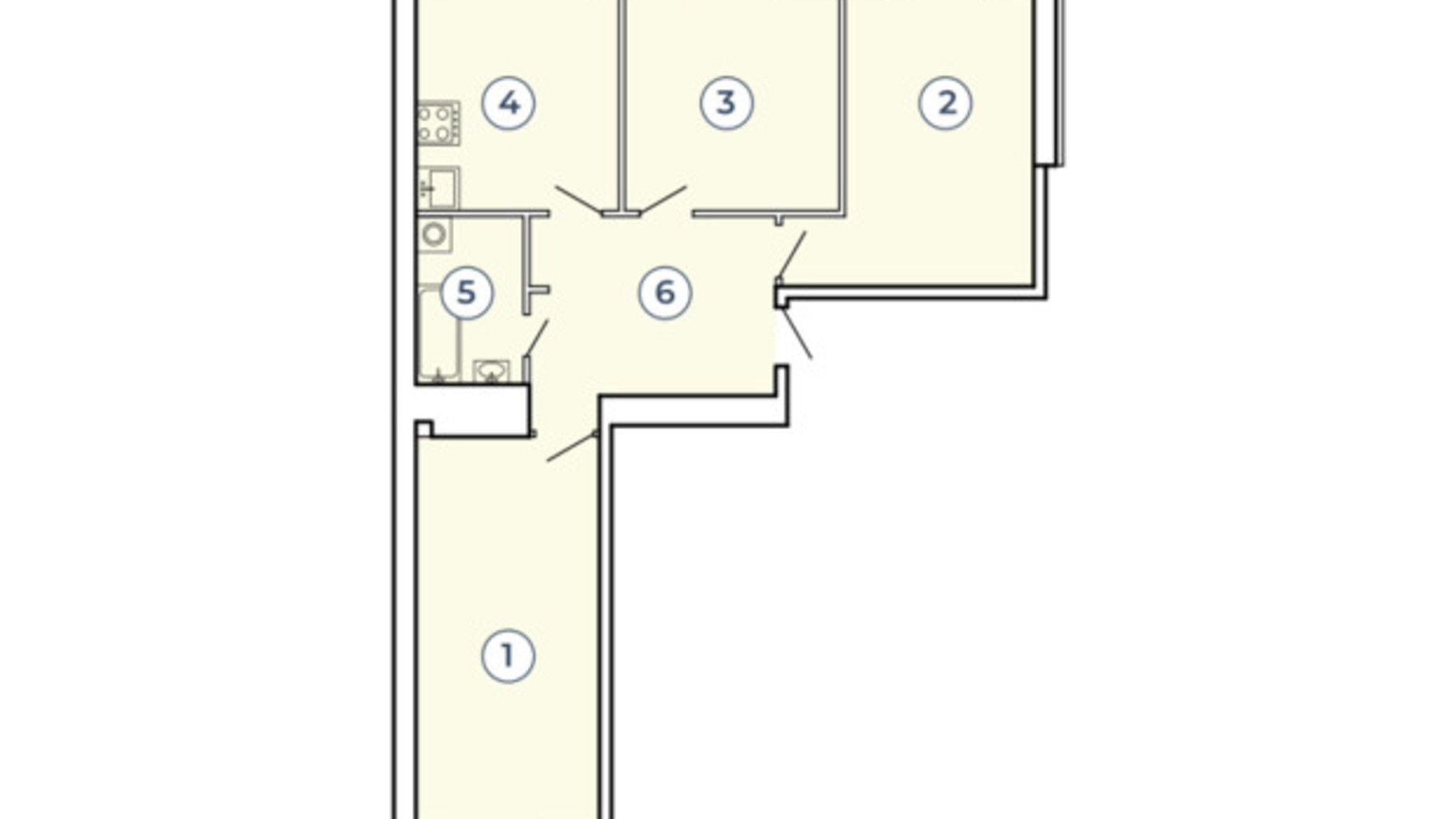 Планування 3-кімнатної квартири в Клубний квартал Атмосфера 95.29 м², фото 497227