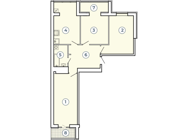 Клубний квартал Атмосфера: планування 3-кімнатної квартири 95.29 м²