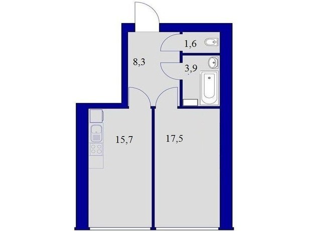 ЖК Милые квартиры: планировка 1-комнатной квартиры 46 м²