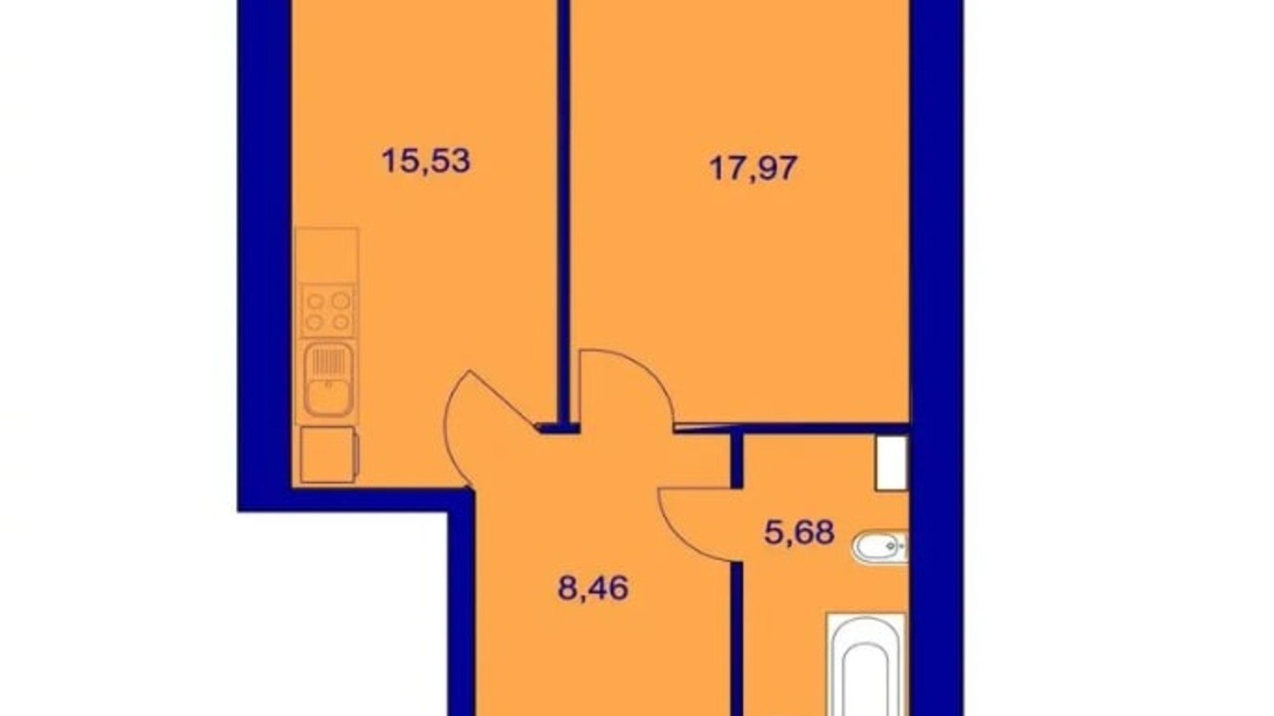 Планування 1-кімнатної квартири в ЖК Милі квартири 49 м², фото 497591