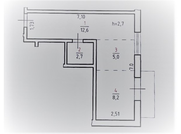 ЖК Срібна Підкова: планування 1-кімнатної квартири 29.7 м²