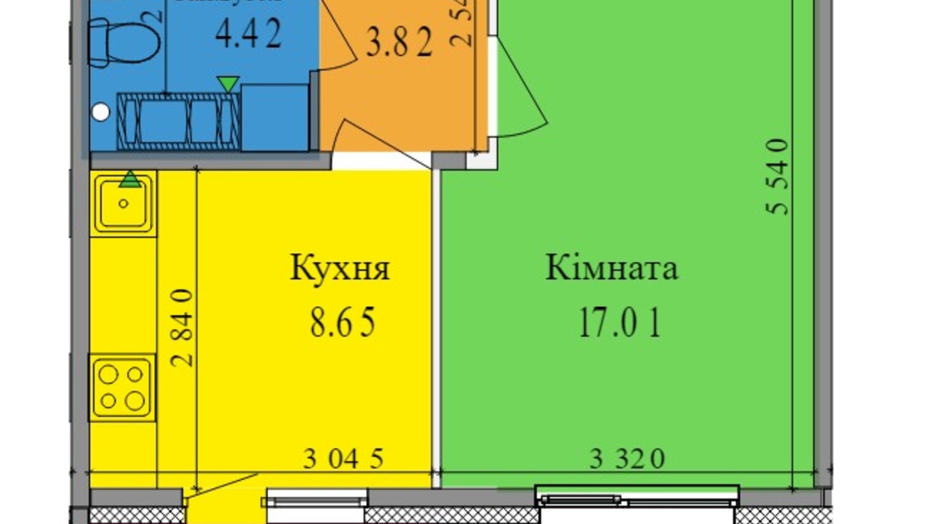 Планування 1-кімнатної квартири в ЖК Lalaland 37.3 м², фото 498168