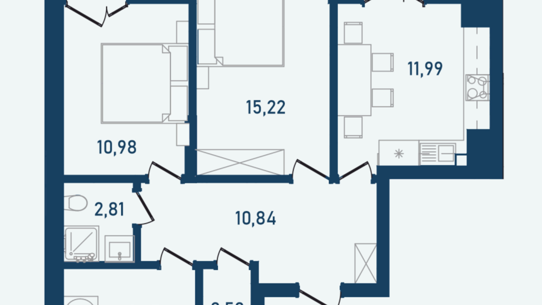 Планування 2-кімнатної квартири в ЖК Престижний 2 67.28 м², фото 498184