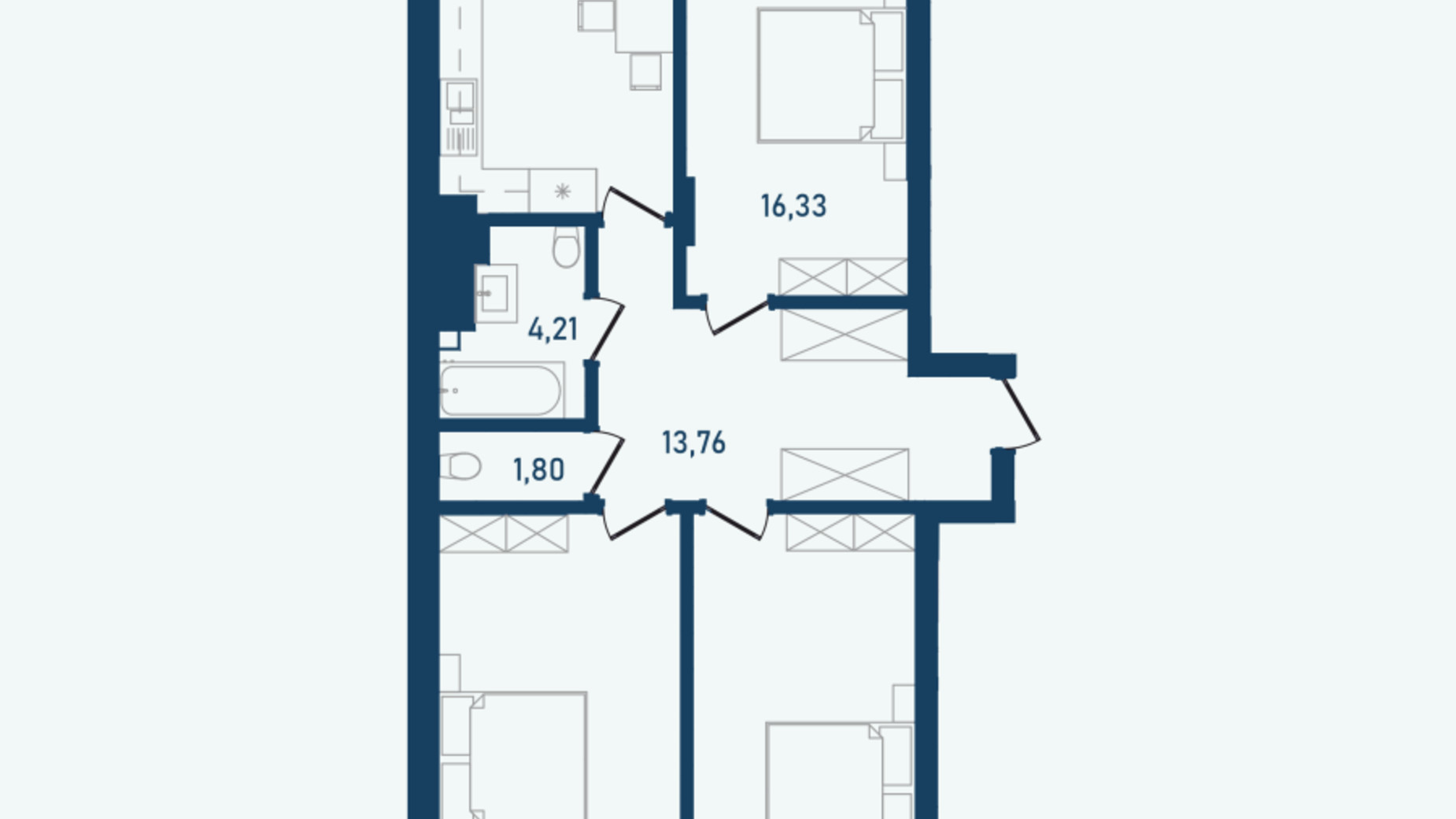 Планировка 3-комнатной квартиры в ЖК Престижный 2 101.93 м², фото 498220