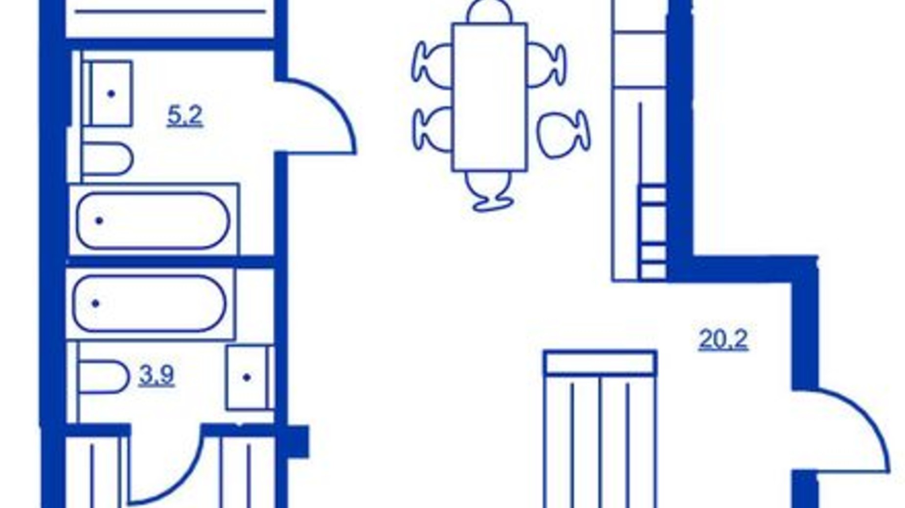 Планировка 2-комнатной квартиры в Жилой район Rybalsky 89.69 м², фото 498363