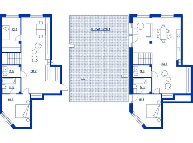 Жилой район Rybalsky: планировка 3-комнатной квартиры 193.5 м²