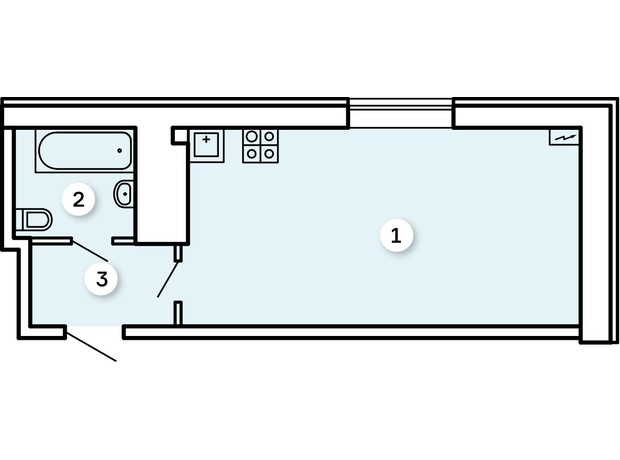 ЖК Kvartal: планировка 1-комнатной квартиры 29.8 м²