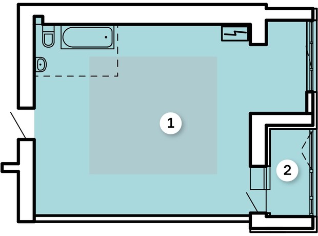 ЖК Kvartal: планування 1-кімнатної квартири 50.79 м²