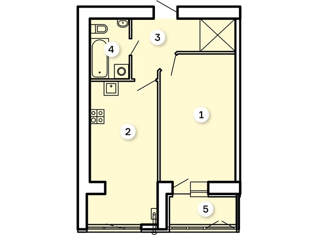 ЖК Kvartal: планировка 1-комнатной квартиры 48.82 м²