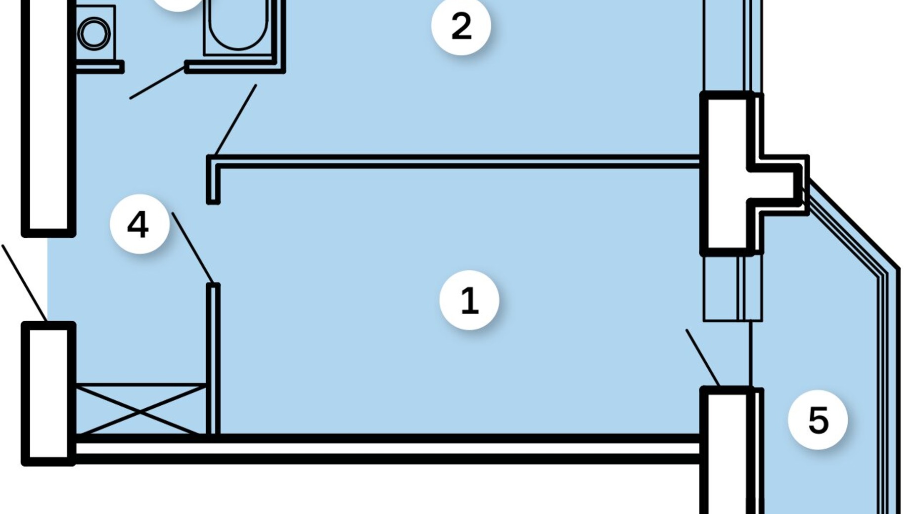 Планування 1-кімнатної квартири в ЖК Kvartal 43.69 м², фото 498477