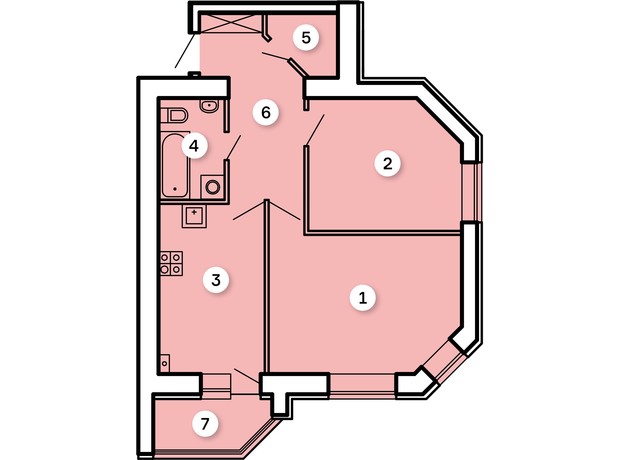 ЖК Kvartal: планування 2-кімнатної квартири 58.52 м²