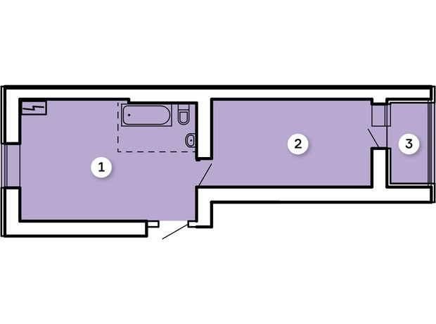 ЖК Kvartal: планировка 1-комнатной квартиры 45.32 м²