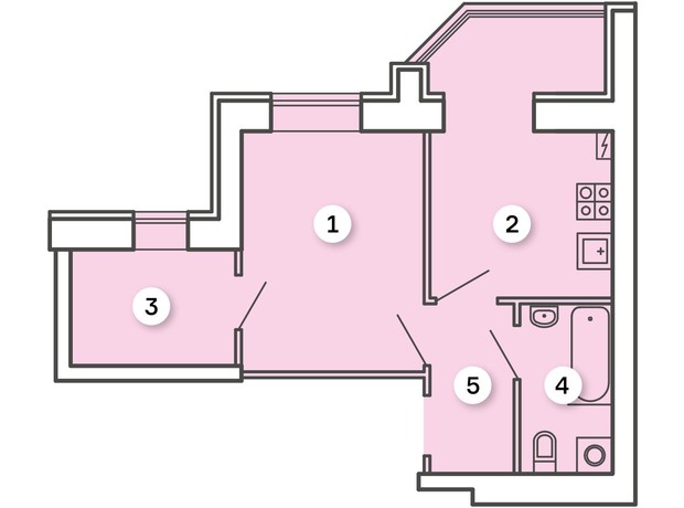 ЖК Kvartal: планування 1-кімнатної квартири 35.9 м²