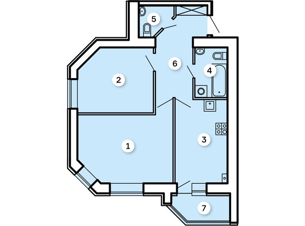 ЖК Kvartal: планування 2-кімнатної квартири 58.52 м²