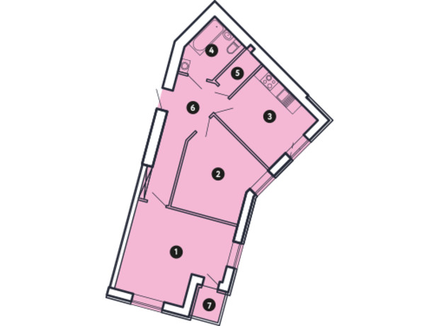 ЖК Comfort City: планировка 2-комнатной квартиры 59.86 м²