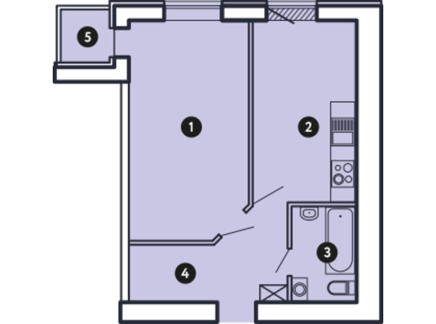 ЖК Comfort City: планування 1-кімнатної квартири 41.42 м²