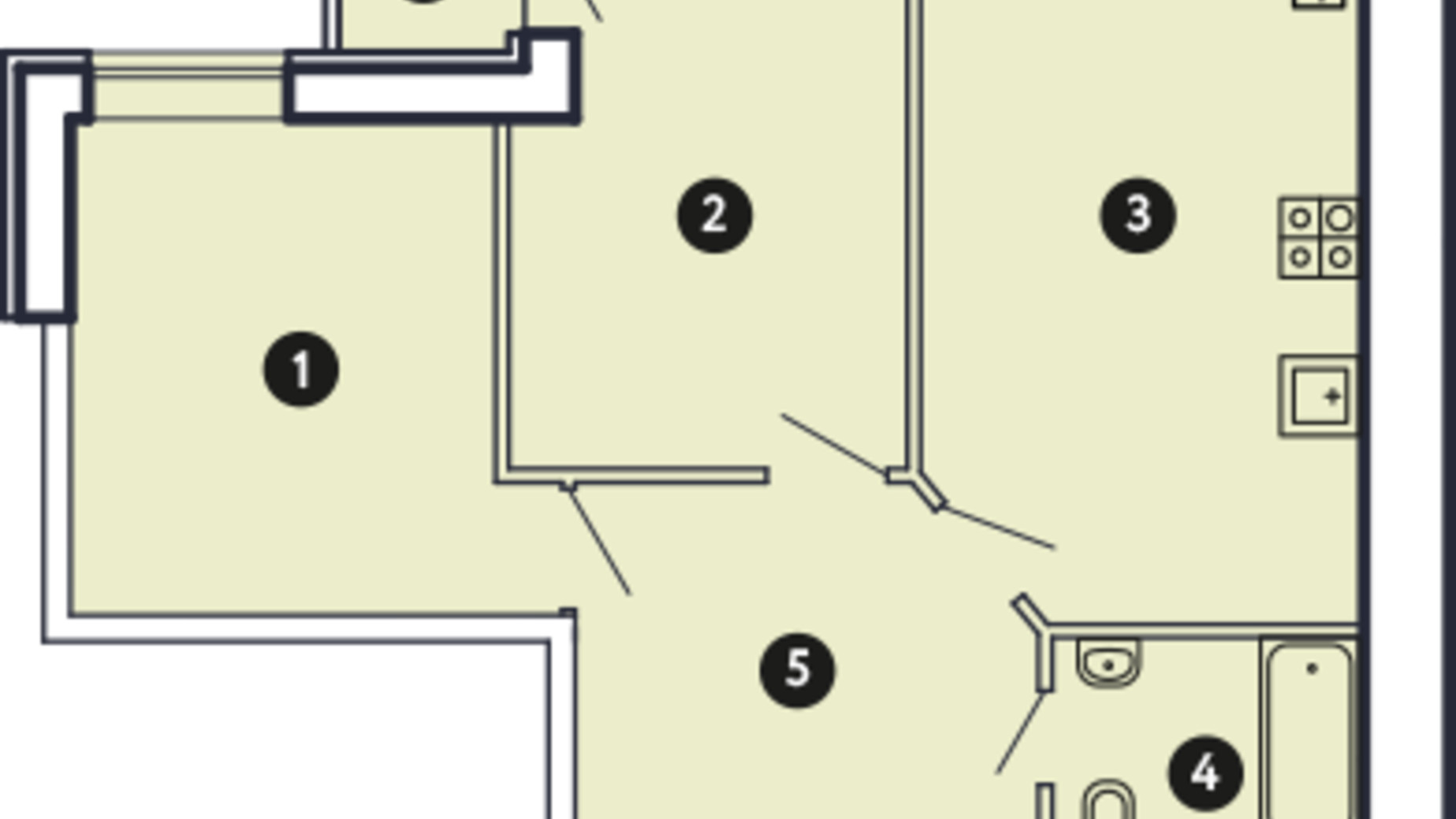 Планування 2-кімнатної квартири в ЖК Comfort City 56.65 м², фото 498547