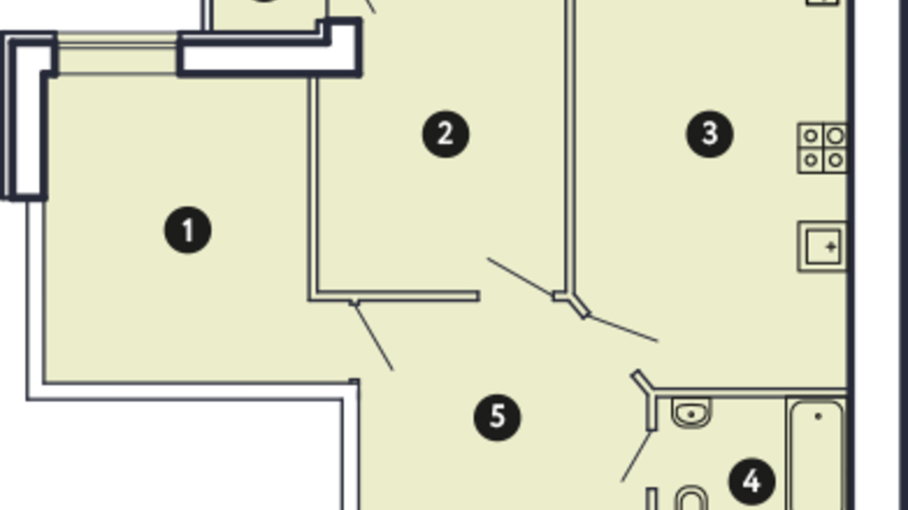 Планировка 2-комнатной квартиры в ЖК Comfort City 56.65 м², фото 498547