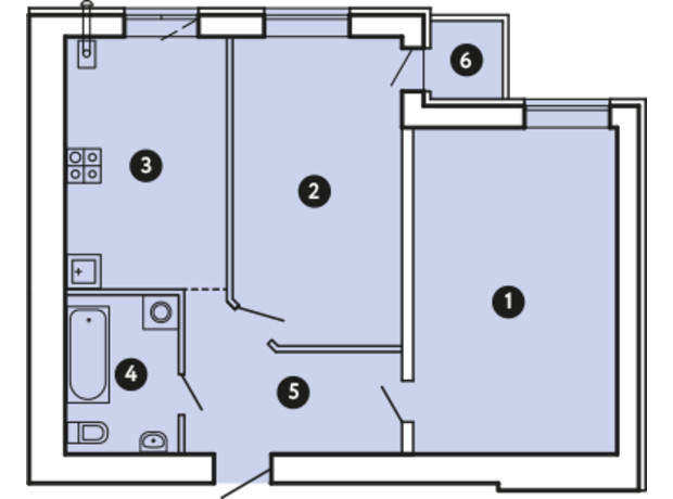 ЖК Comfort City: планировка 2-комнатной квартиры 63.25 м²