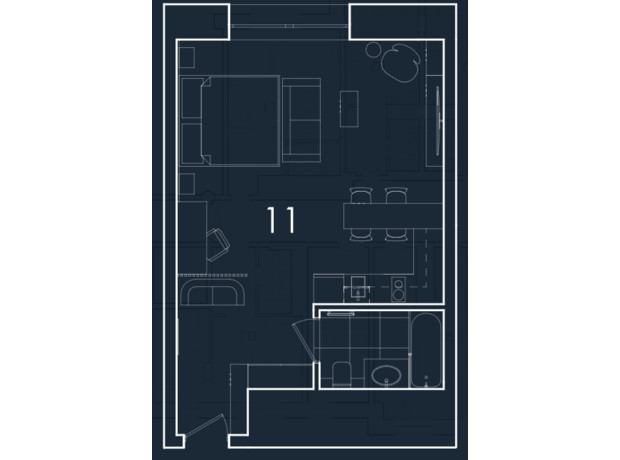 Апарт-комплекс Kristal Plaza: планировка 1-комнатной квартиры 38.08 м²