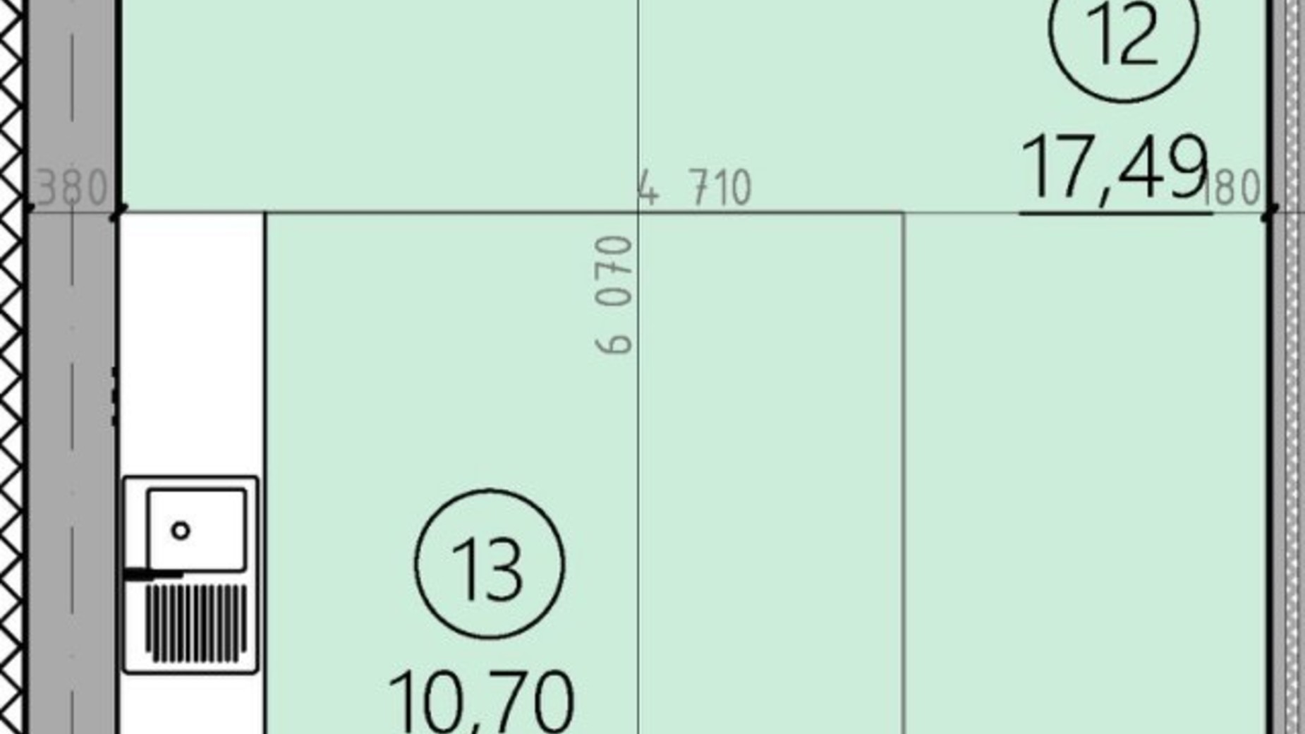 Планировка 1-комнатной квартиры в ЖК Арден Курортный 38.5 м², фото 499211