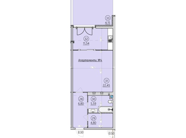 ЖК Арден Курортный: планировка 1-комнатной квартиры 50.9 м²
