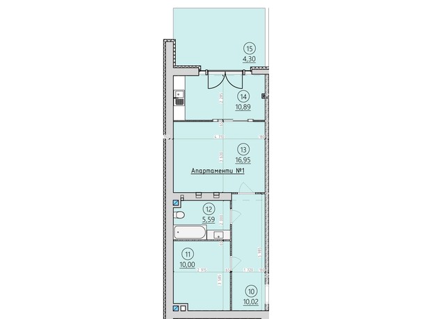 ЖК Арден Курортний: планування 2-кімнатної квартири 52.6 м²