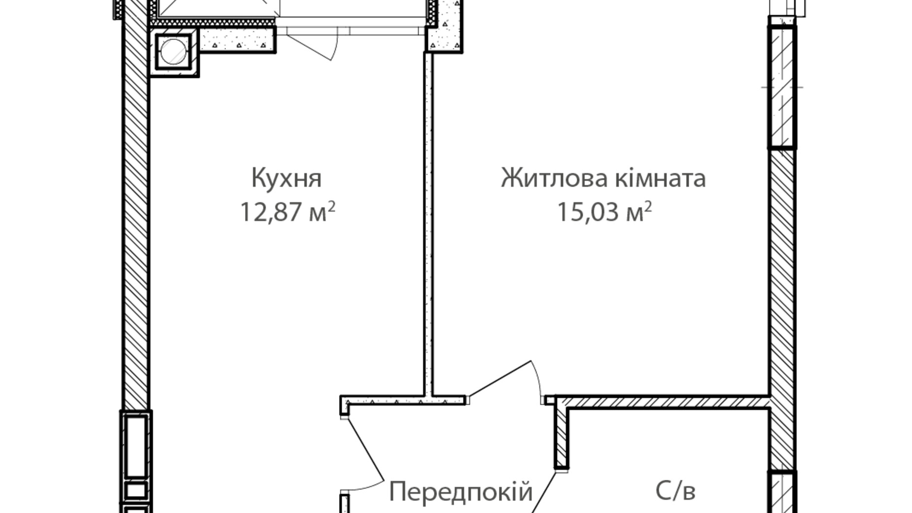 Планування 1-кімнатної квартири в ЖК Синергія Сіті 38 м², фото 499835