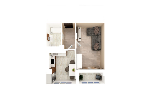 ЖК Orange Park: планування 1-кімнатної квартири 40.98 м²