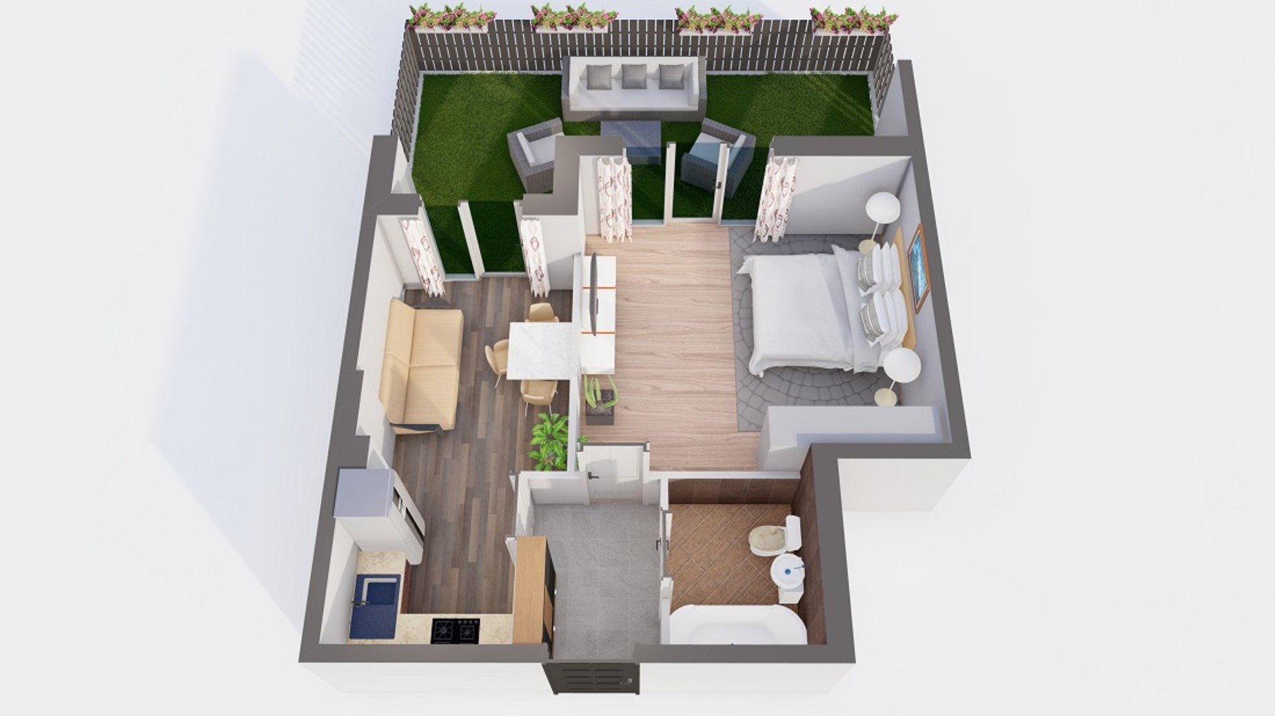 Планування 1-кімнатної квартири в ЖК Orange Park 47.21 м², фото 500380