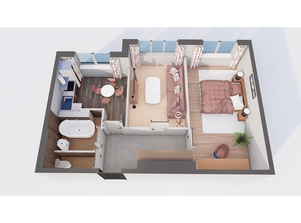 ЖК Orange Park: планировка 2-комнатной квартиры 54.22 м²