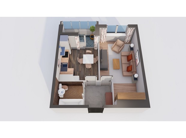 ЖК Orange Park: планування 1-кімнатної квартири 36.09 м²