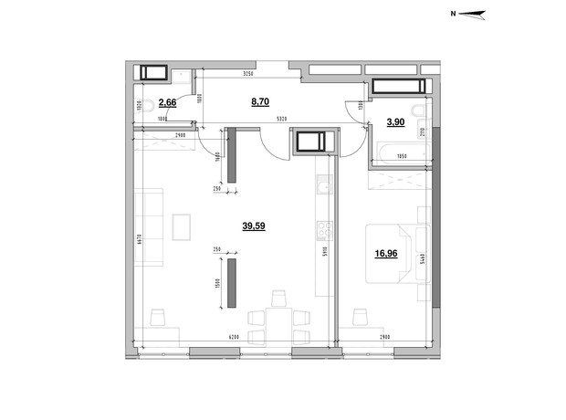 ЖК Nordica Residence: планування 1-кімнатної квартири 71.81 м² ЖК Nordica Residence: планування 1-кімнатної квартири 71.81 м²
