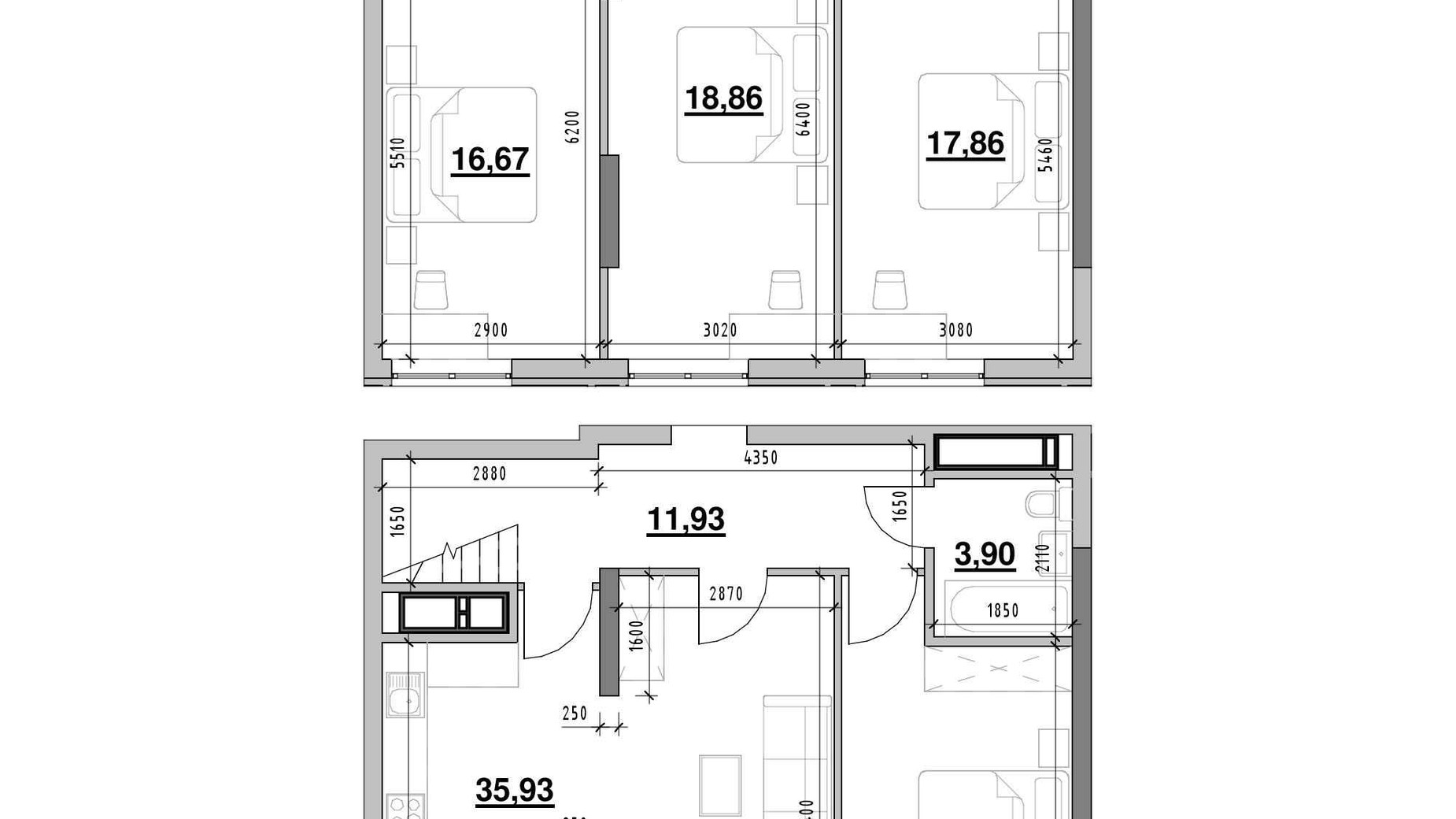 Планування багато­рівневої квартири в ЖК Nordica Residence 136.09 м², фото 502077